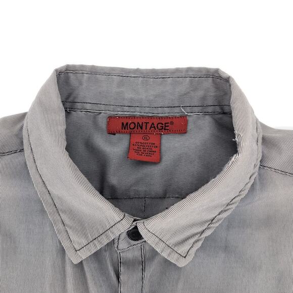 Montage Mens Gray Grey Stripe Button Down Short Sleeve Shirt GUC - Size XL -GUC - Picture 3 of 13
